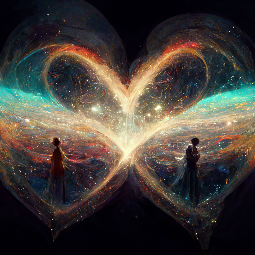 3. romantic souls in universe generated with midjourney